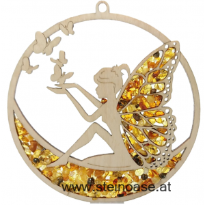 Fensterbild Suncatcher Bernstein - ELFE / FEE Ø 11cm